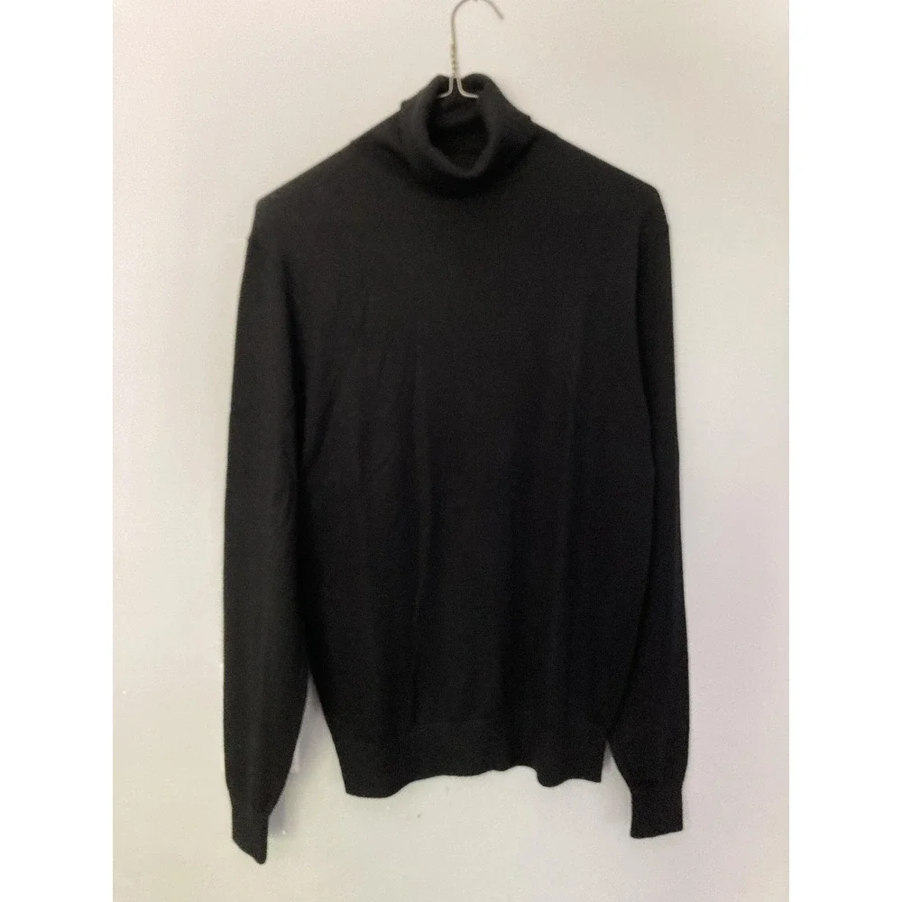 Vtg De Fursac Sweater Men S Blk Merino Wool Turtleneck Pullover Lightweight Knit
